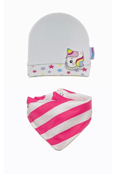 Lumos Trade طقم وشاح مخطط بطبقة مزدوجة من القطن بنسبة 100% للفتيات الصغيرات و...