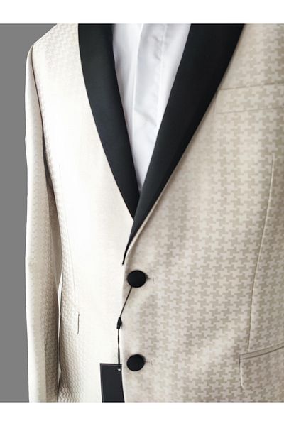 crispino Men's Ecru Suit - Tuxedo Groom Suit Jacket and Pants