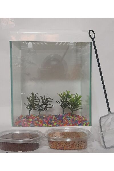 Sega Pet Mini Akvaryum Seti Küçük Akvaryum Beyaz Renk 20*26*15 Cm Akvaryum-2 ...