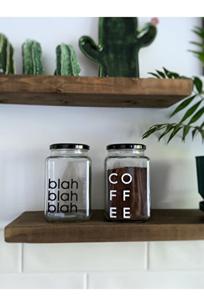 Home Art Nova Coffee Jar Coffee-Blah (2 Pieces) Coffee Corner Decorative Glas...