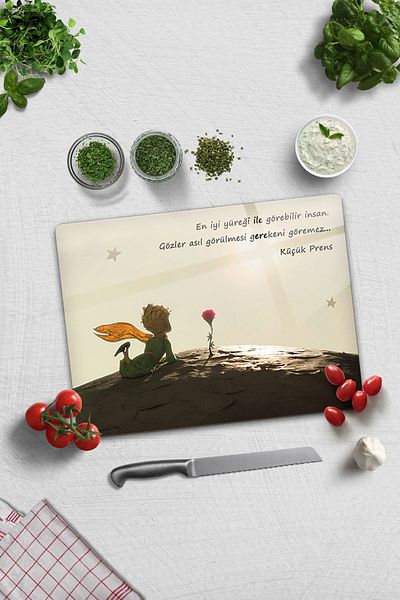 Decorita Glass Cutting Board - Glass Cutting Board |   The Little Prince - Eyes |   30cm X 40cm