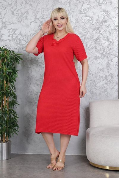 Freeista Red Large Size Ribbed Nightgown