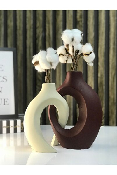 Luthien Bordo Krem Sevgili Vazo 2’li Set