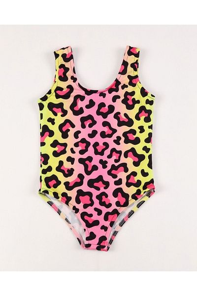 Gülersan Tekstil Girl's Swimsuit Leopard Patterned Digital Printed Sea Pool Swimsuit
