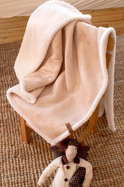 HAMUR Beige Color Fluffy Baby Blanket - 80X100 Cm, Sheepskin Detail