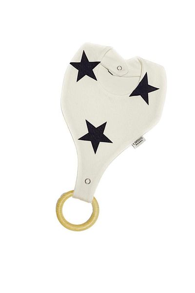 Lumos Trade Black and White Star Patterned Pacifier Strap - 100% Cotton Baby Bib