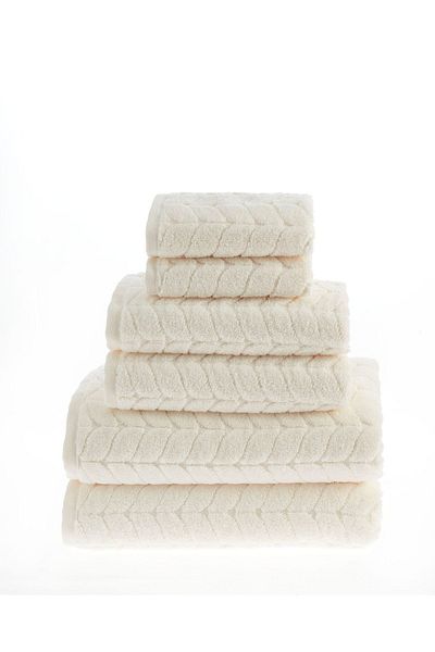 Bagno Milano 6-Piece Towel Set - 100% Organic Cotton - Italian Design Cream Bath Towel Set - Dowry Towel Set