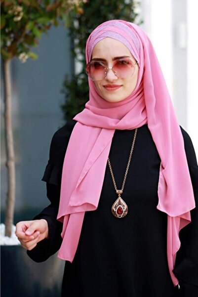 Sahra Şal Dünyası Şal cu trei dungi Titi roz pentru femei