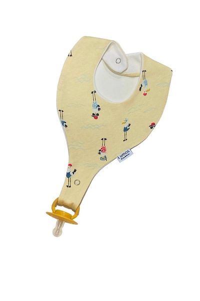 Lumos Trade Cute Stork Patterned 100% Cotton Pacifier Strap - Baby Bib