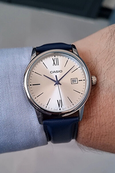 Casio Lacivert Deri Kayışlı Takvimli Erkek Kol Saati