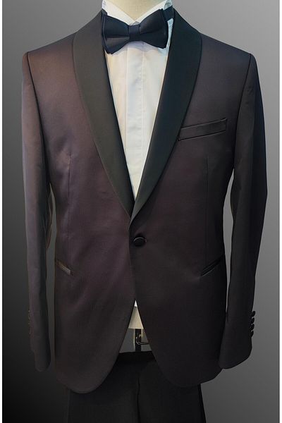 crispino Men's Wedding Suit - Purple Black Transitional Tuxedo Jacket and Pants