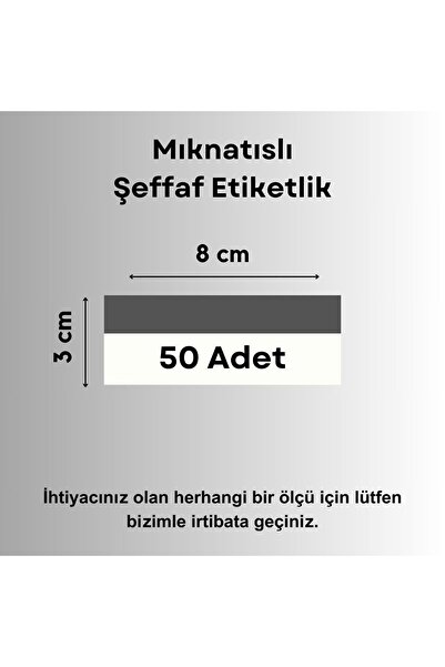 Şeffaf Etiket 50 Ad Pvc Magnet Etiketlik Mıknatıslı 8x3 Cm Raf Etiket Cebi Şe...