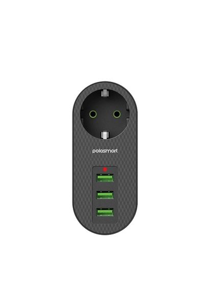 Polosmart Mp11 3 USB Li Thermal Surge Protected Socket Black
