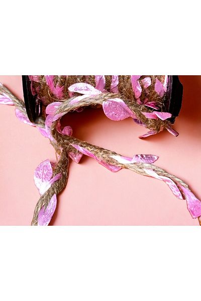 BukiroAtelier Knitted Jute Leaf Ribbon Wicker Leafy Ribbon Leafy Rope Decorative Ribbon Jute Ribbon 2 meters