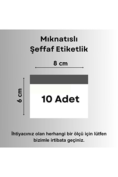 Şeffaf Etiket 10 Ad Pvc Magnet Etiketlik Mıknatıslı 8x6 Cm Raf Etiket Cebi Şe...