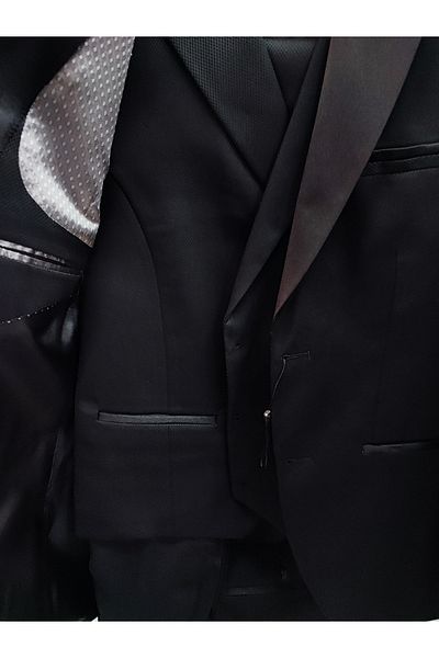 crispino Men's Black Tuxedo Suit - Groom Suit Jacket and Vest