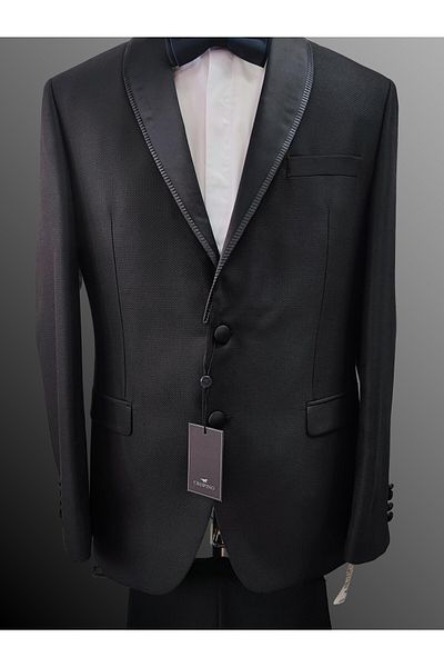 crispino Black Tuxedo Suit - Groom Suit Jacket and Pants