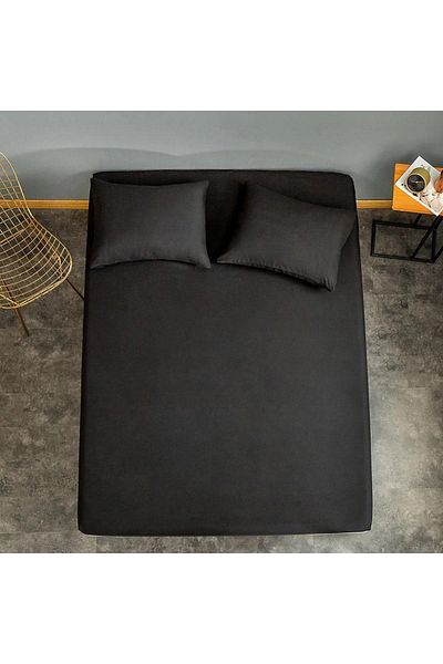 Eponj Home Single Basic Black Sheet and Pillowcase - Elastic