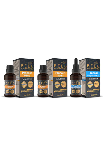 BEE'O 2 Adet 20 ml Propolis Damla 1 Adet 20 ml Suda Çözünür Damla