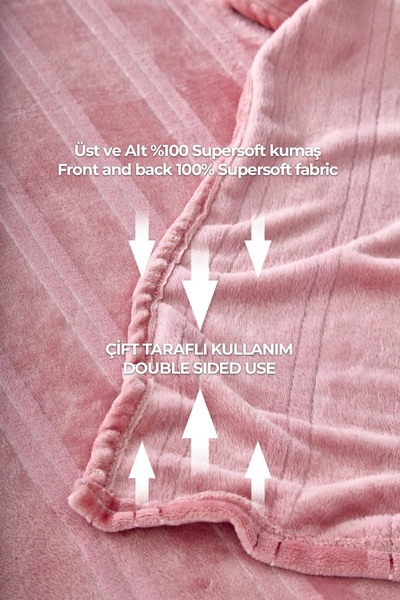 Evlen Home Collection Mayer Supersoft Soft Double Blanket Bedspread Powder