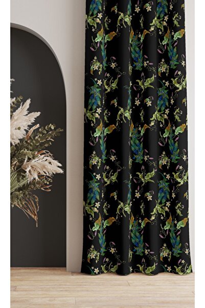 Diper Fon Perde - Renkli Çiçek Desenli Dijital Baskılı Fon Perde - Colorful L...