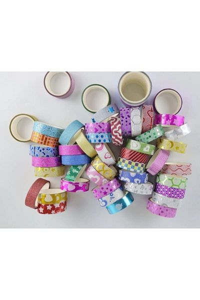 ÇİLEKHOMEAVM 5 Colorful Patterned Glitter Tapes