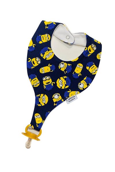 Lumos Trade Cute Minions Patterned Pacifier Holder - 100% Cotton Baby Bib