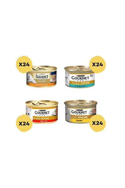 Gourmet Kıyılmış Hindi Etli - Ton Balıklı - Sığır Etli - Tavuklu Yaş Kedi Mam...