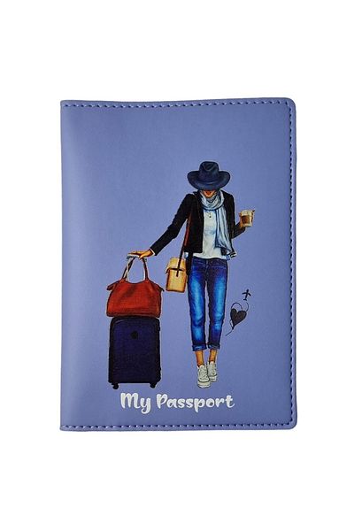 Smyrna Acar Mira Thermo Leather Printed Passport Cover Passport Holder Travel Wallet Lilac