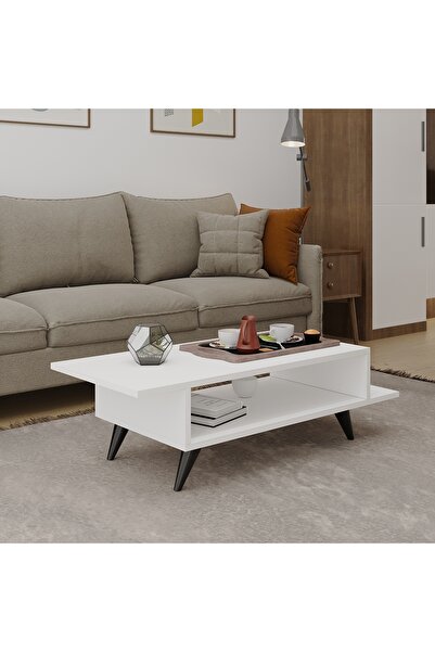 MERT SERT MOBİLYA Dream 105cm Beyaz Orta Zigon Sehpa