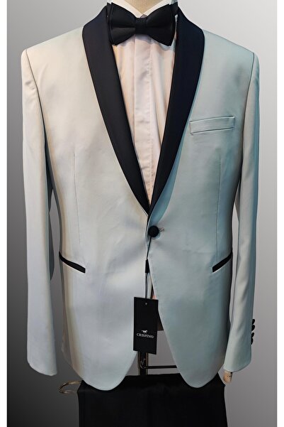 crispino Costum smoking albastru pentru bărbați - Jachetă și pantaloni pentru mire