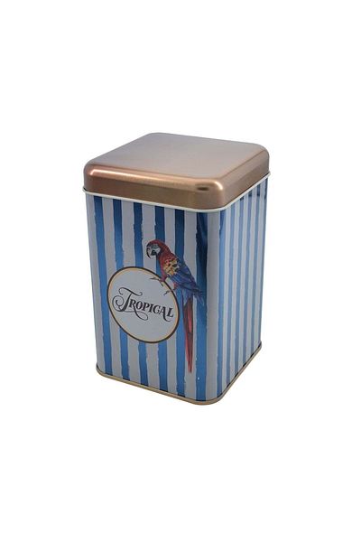 EVLE Ef022-f4 Safari Parrot Patterned Square Metal Storage Container 11x11cm