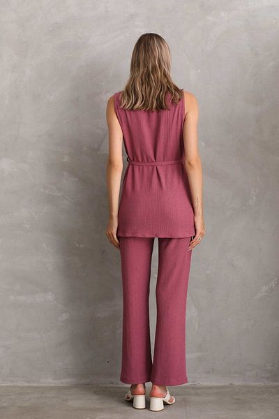 Miss Dünya Lissa Sleeveless Belted Bottom-Top Suit Set for Pregnant and Maternity