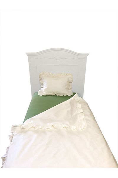 MundoLindo Ruffle Duvet Cover Set Classic Creme Single 2 Pieces 160 X 220 cm