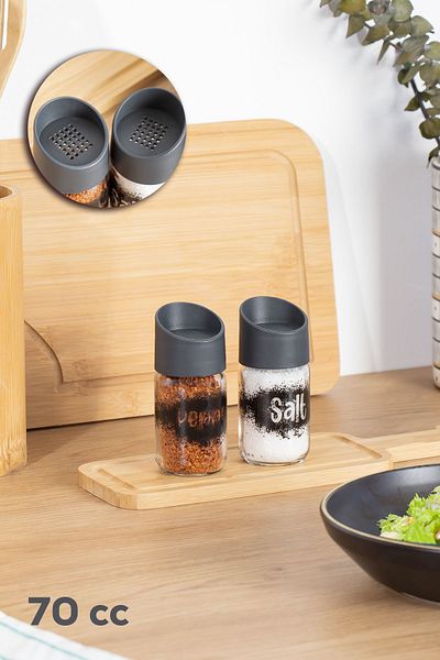 Porsima 121062-23-24 2-Piece Spice Set - Glass Salt and Pepper Shakers, Salt Pepper 70 cc