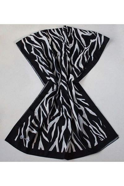 MODA SCARF Medina Silk - Şal din seria alb-negru cu model spiralat din modă