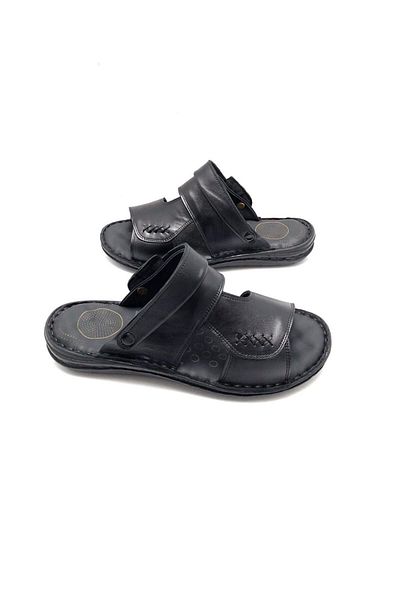 Deritarz Genuine Leather Full Orthopedic Massage Men's Slippers