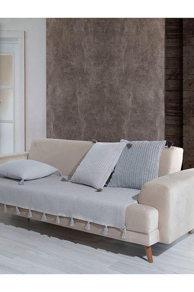 Lux Touch Gray Tufted Lavi Sofa Cover - 115 x 200 cm Sofa Duvan Sofa Bed Armchair