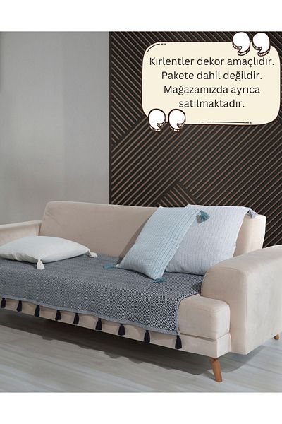 Lux Touch Husa scaun neagra Lavi Pompom - 115 x 200 cm Canapea Duvan, husa fotoliu cu smocuri