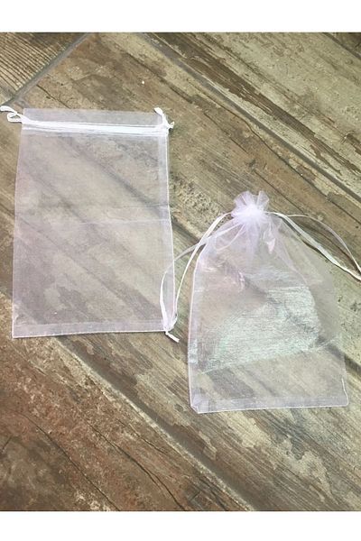 Sermet Süs Dünyası 50 Pieces (15 X 24cm) Tulle Pouch Gift Tulle Pouch for Kitchen Towel or Writing