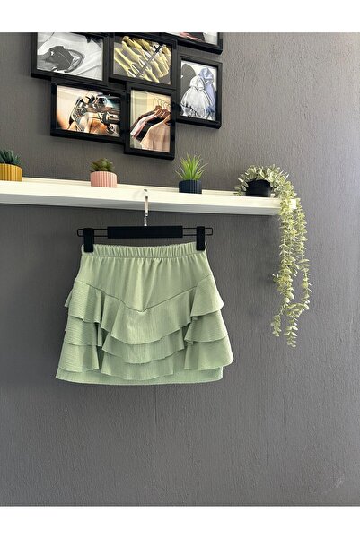 HIRSCH Yeşil Kadın Mykonos Yazlık Basic Etek