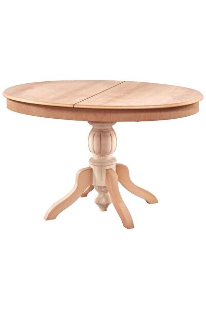 Evim Hizmet 130 Cm Oval Baba Ayak Açılır Yemek Masası - Cilasız Ham Ahşap