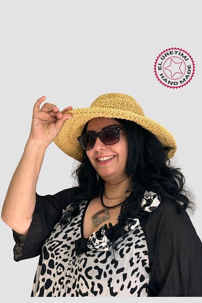 Uretti Ahmet 3816 - Ръчно изработена дамска сламена шапка, светлокафява