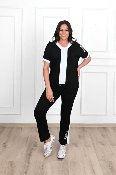 Koza Butik Γυναικείο σετ φόρμας 8016-23 με στάμπα με κοντό μανίκι