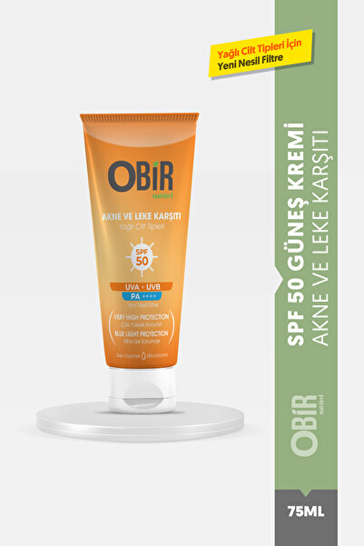 OBİR NATÜREL YAĞLI CİLT TİPLERİ İÇİN MAT BİTİŞLİ UVA+UVB AKNE VE LEKE KARŞITI...