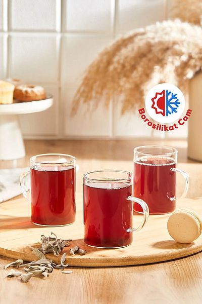 LUCKYHOMES 3 Pieces Luxury Thin Fire Resistant Borosilicate Glass Mug Cup Set of 3 Mug Cup 200 ml Thermal Cup