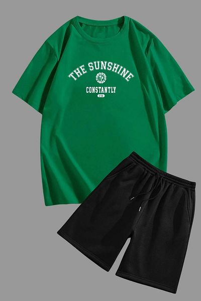 DAXİS Sportwear Company Oversize Women's Tracksuit Set - Printed T-shirt and Shorts Set