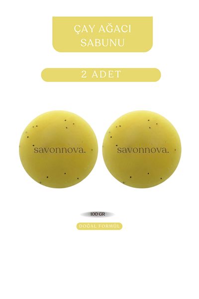 Savonnova صابون شجرة الشاي الطبيعي - لحب الشباب النشط والبثور، بدون إضافات 2x100 جرام