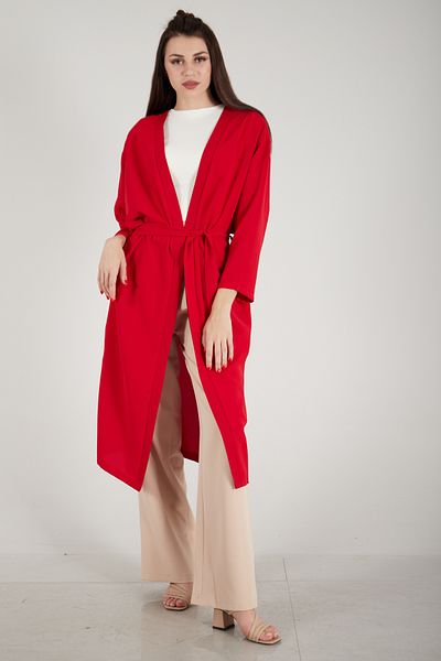 Feminist Crepe Waist Belted Kimono Red0107121