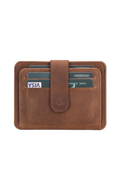 Lev Leather Premium Γνήσιο Δερμάτινο Μινιμαλιστικό Πορτοφόλι Πιστωτικής Κάρτας - Πολυχρηστικό Πορτοφόλι